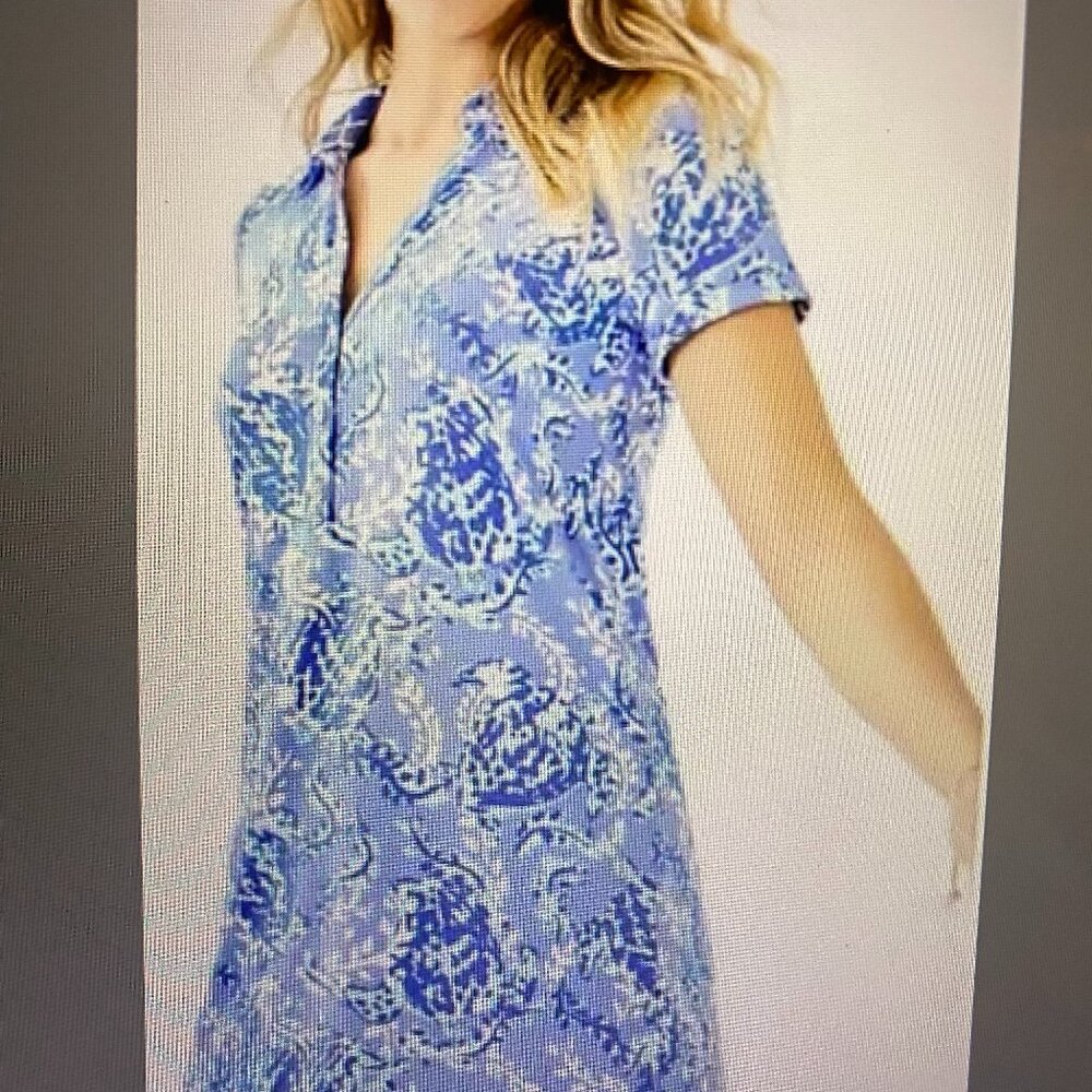Lilly Pulitzer Sadie Polo Dress Size S Blue Peri Turtley Awesome UPF 50+